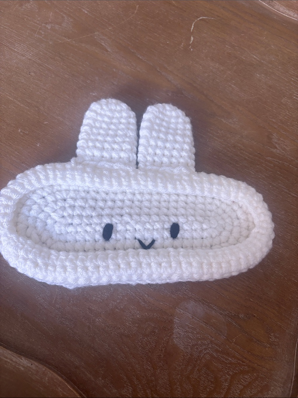 Handmade White Crochet Bunny Glass holder